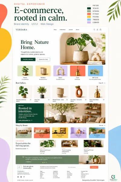 Verdara: storefront design for a plant and homeware brand